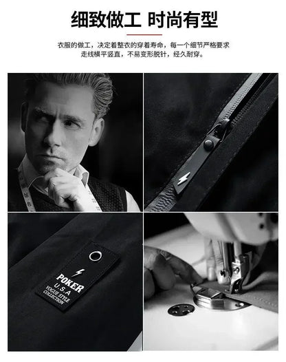 Men's 2025 printed high-quality zipper hooded baseball jacket, four-autumn jacket, trendy men's windproof zipper jacket, casual.