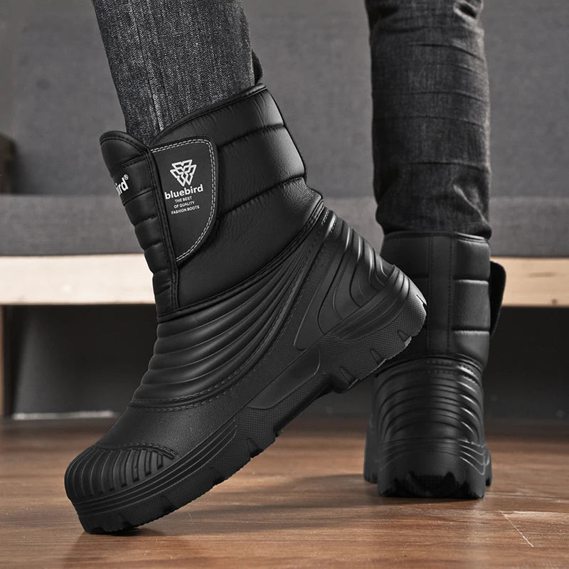 Men's Snow Boots Outdoor Comfortable Fleece-lined Warm Men's Outdoor Hiking Men's Shoes for Men Boots With Short Plush Men Boots.