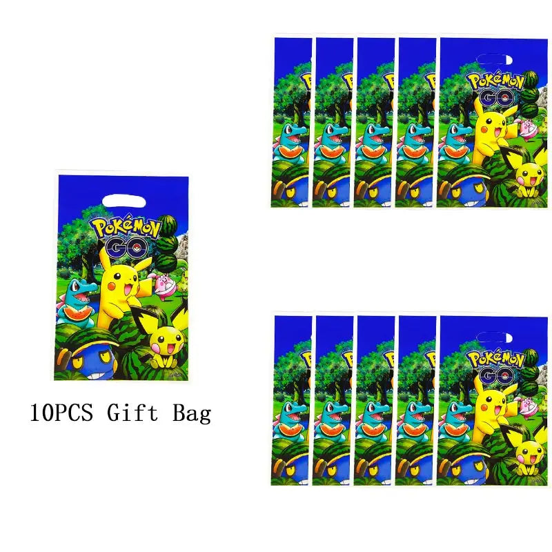 Pokemon Thema Geburtstag Party Dekoration Lieferungen Cartoon Pokemon Gehen Geschirr Tassen Teller Pikachu Ballon Für Baby Dusche Gefälligkeiten