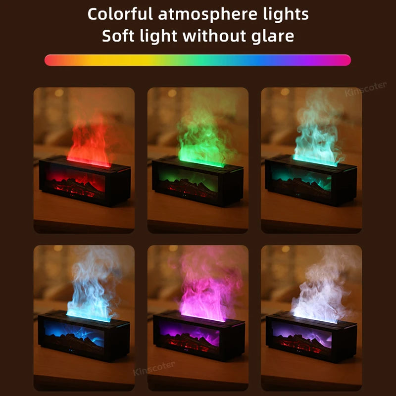 Creative Fireplace Air Humidifier Waterless Auto-Off Aroma Essential Oil Diffuser with LED Light & Remote Control for Home Gift.
