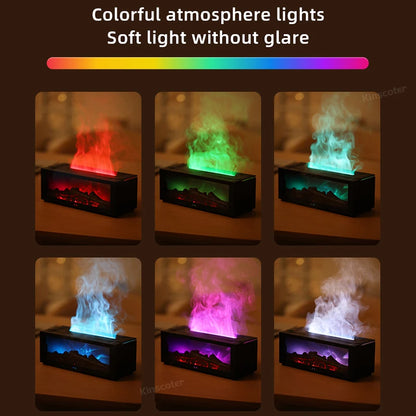 Creative Fireplace Air Humidifier Waterless Auto-Off Aroma Essential Oil Diffuser with LED Light & Remote Control for Home Gift.