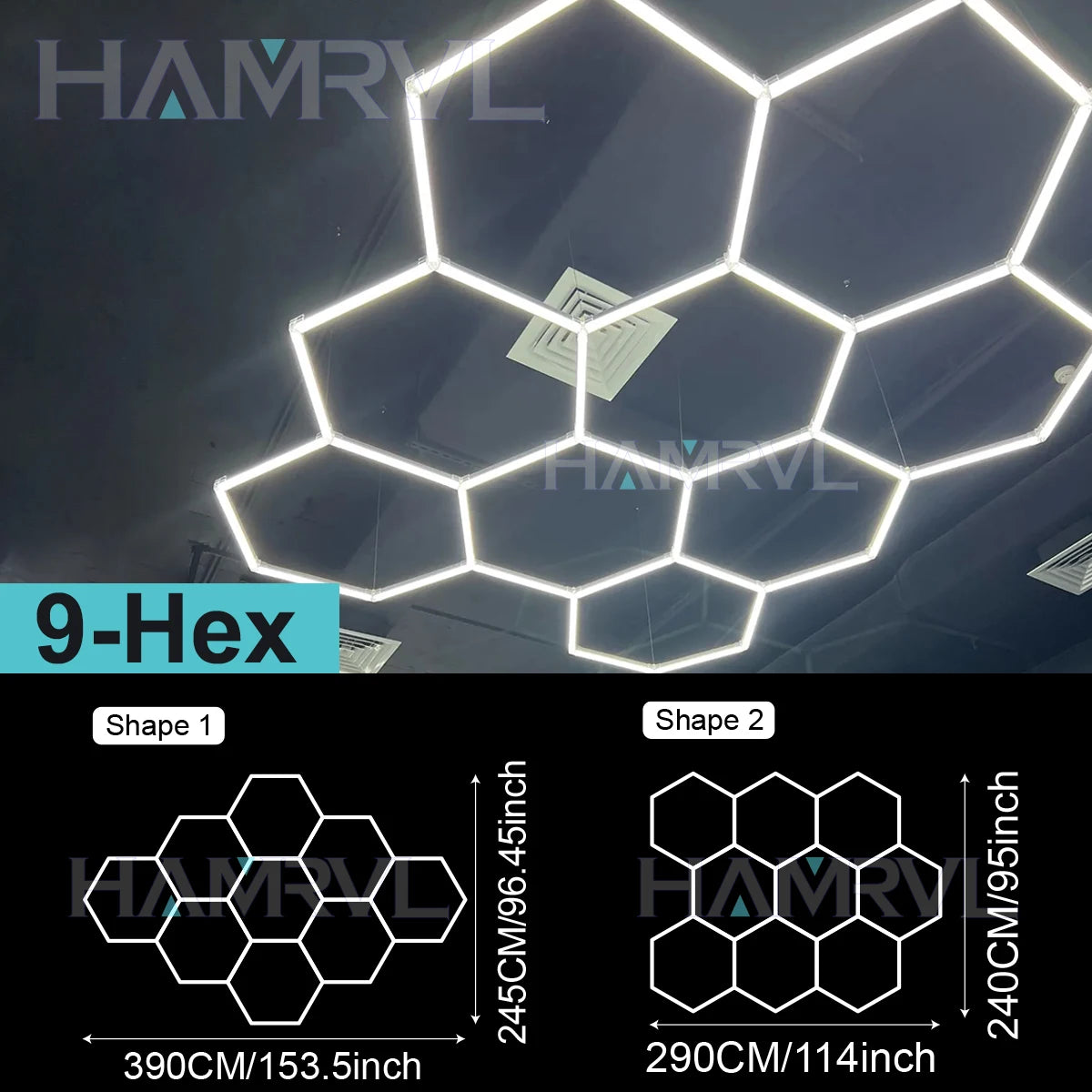 Hexagonal ceiling light BarberShop Car Garage LED Light 6500k LED tube for Gym Bar Hair Salon Library Workshop Auto Body Repair