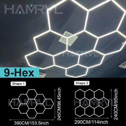 Hexagonal ceiling light BarberShop Car Garage LED Light 6500k LED tube for Gym Bar Hair Salon Library Workshop Auto Body Repair