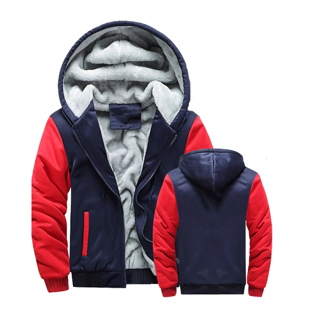 Winter Jacket Men Warm Coat Thick Fleece Male Zipper Hooded Jackets Casual Hooded Sportswear Outerwear Long Sleeves Sports Hoody.