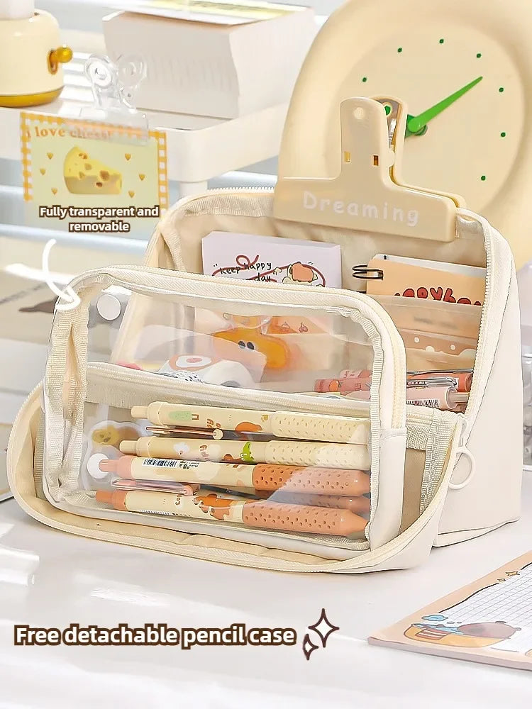 Neue 9-lagige doppelseitige abnehmbare Bleistifttasche mit großem Fassungsvermögen, wendbare Schreibwarentasche für Studenten, multifunktionale Aufbewahrungstasche.