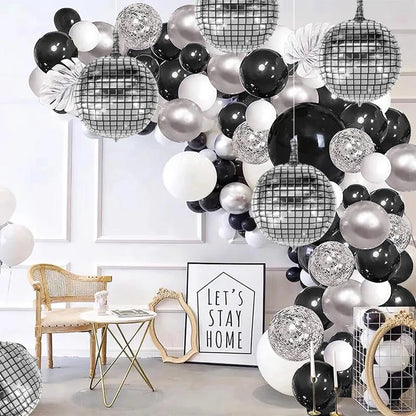 6/12 Stück 22 Zoll Discokugel Folienballons Metallic Silber 4D Ballon für 70er Jahre Disco Geburtstagsfeier Hochzeit Dekoration Lieferungen.