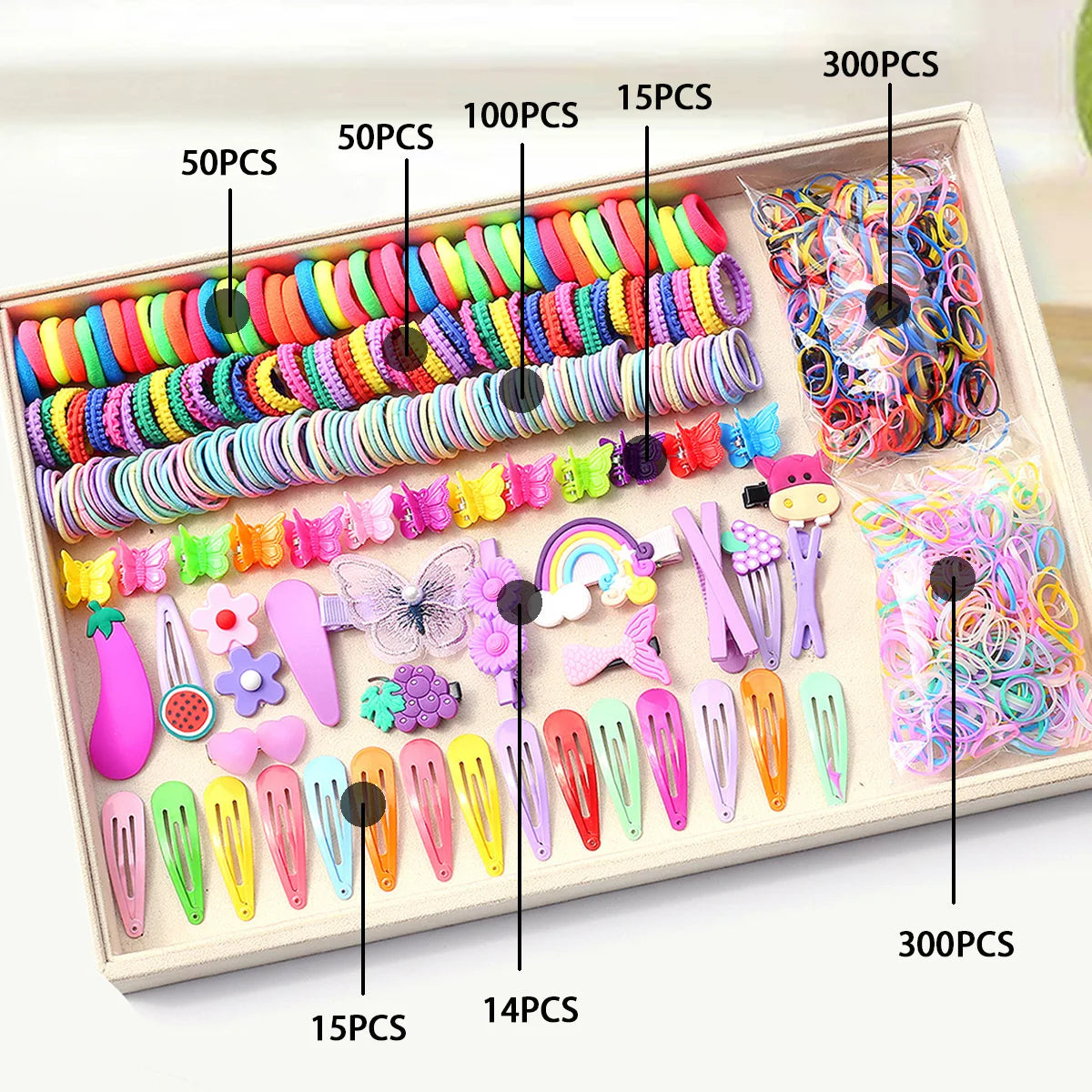 780-1800Pcs Colorful Hair Bands Set Nylon Ealstic Hair Ties Ponytail Hold Scrunchie Rubber Band Kid Baby Girls Hair Accessories