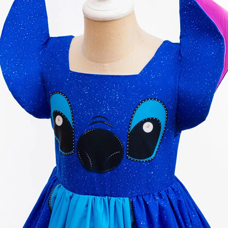 Kinder Lilo und Stitch Rollenspiel Prinzessin Kleid Kinder Bühnenkostüm Mädchen Karneval Halloween Party Cartoon Bekleidung.