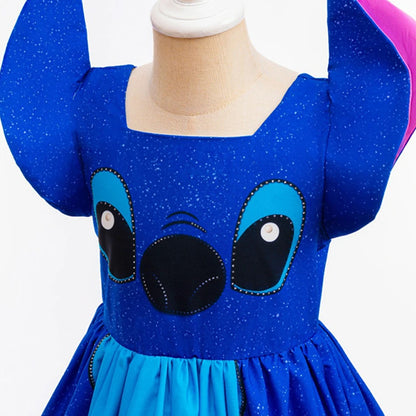 Kinder Lilo und Stitch Rollenspiel Prinzessin Kleid Kinder Bühnenkostüm Mädchen Karneval Halloween Party Cartoon Bekleidung.