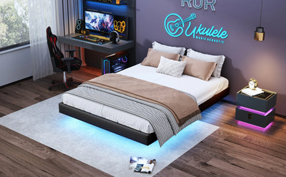 Anajqaqia Hängebettrahmen, 160 x 200 cm, schwarz, mit LED-Lichtleiste und Aufbewahrung der Gasdruckstange