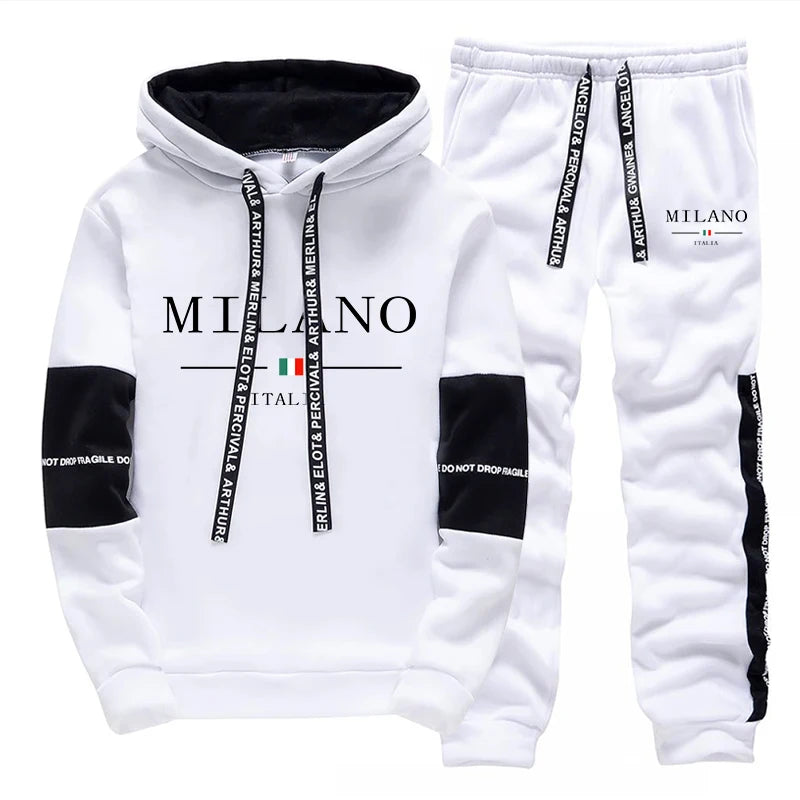 Neueste Mode Herren Sportswear Mit Kapuze Sweatshirts Jogger Hosen Männlich Täglich Casual Sport Jogging Anzug Italia Milan Gedruckt Hoodies.