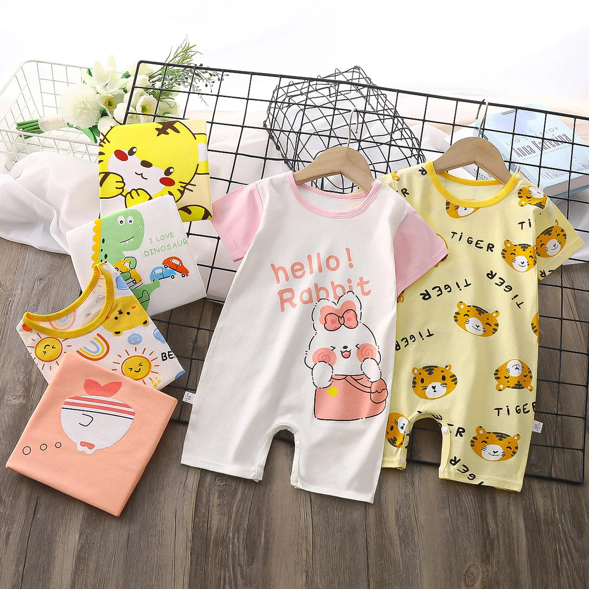 Neugeborenen Sommer Baby Junge Mädchen Cartoon Kurzarm Spielanzug-bodysuit Overall Overall Einem Stück Outfit Kleidung.