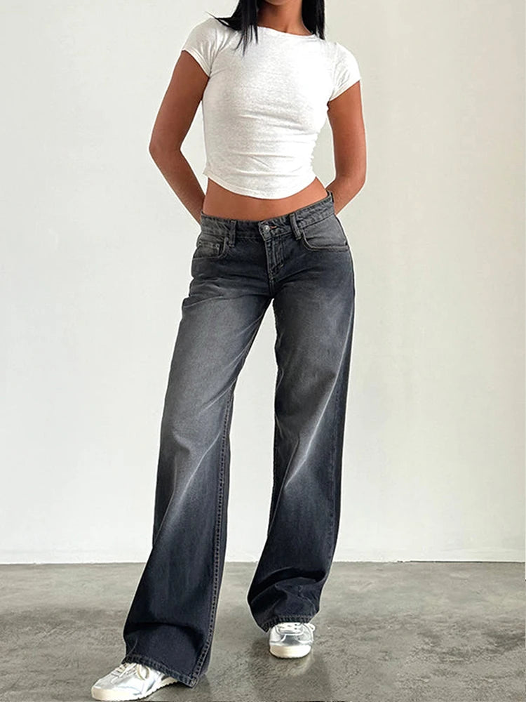 2024 neue Y2K Hohe Taille Baggy-Jeans Für Frauen Mode Lose Denim Breite Bein Hosen Casual Weibliche Kleidung XS-XL Drop verschiffen.