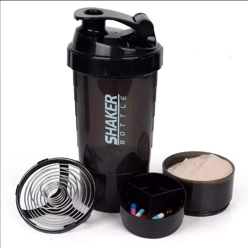 3 Layers Shaker Protein Bottle Powder Shake Cup Large Capacity Water Bottle Mixing Cup Body Building Exercise Mixing Bottle.