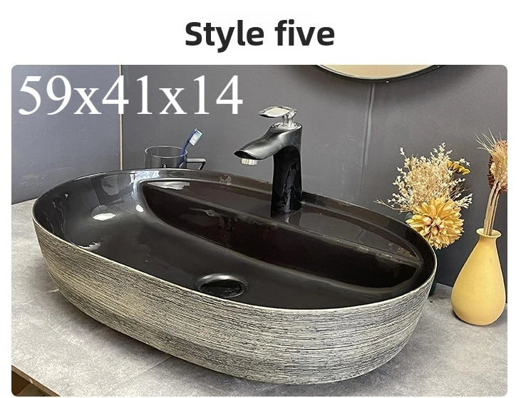 Modernes Badezimmerwaschbecken im nordischen Stil zum Waschen von Händen und Gesicht, minimalistisches Design, individuell gestaltet
