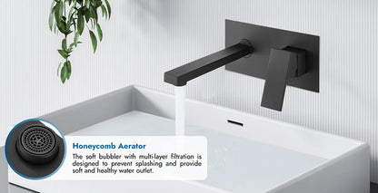 BAKALA Luxury  Mirror Matte  Black White Bathroom Faucet Basin Sink Tap Wall Mounted Square Brass Mixer LT-320BR