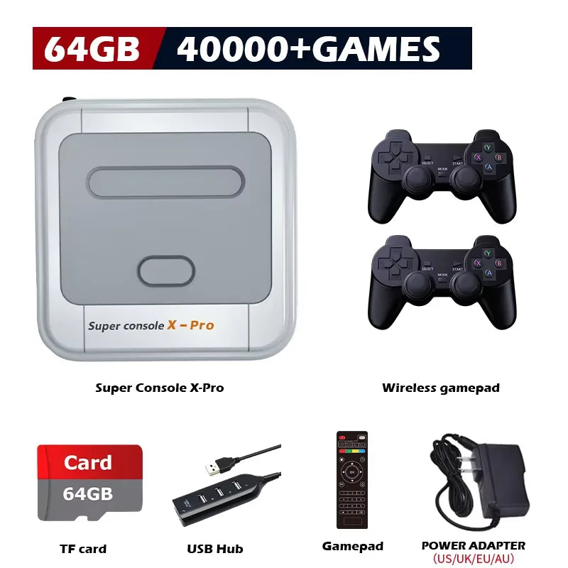 KINHANK Super Console X Pro Retro Game Console Support 50 Emulators 60000 Video Games for DC/MAME/Naomi with Gamepads Kid Gift.