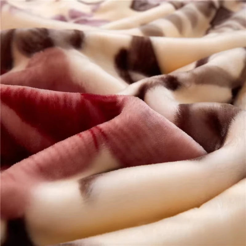 Winter Quilt Thick Warm Fluffy Blankets Super Soft Raschel Stitch Double Layer Winter Mink Throw Fat Quilts Double Size Blanket.
