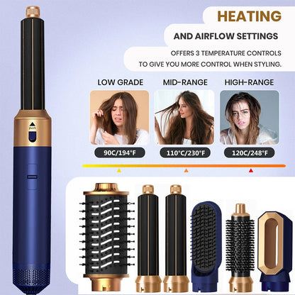 6 in 1 Hair Dryer Brush Hot Comb Set Professional Curling Iron Hair Straightener Styling Tool Negative ions Hair Dryer Household.