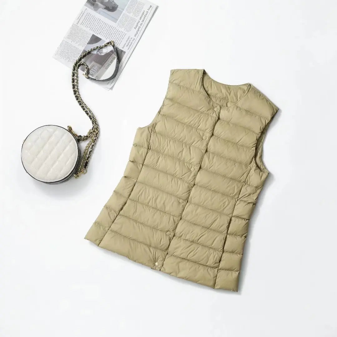 Damen-Weste mit ärmellosem Innenfutter, Daunenweste, 2025, Neuankömmlinge, leichte Damenweste, Frühling und Herbst, Oberbekleidung innen.