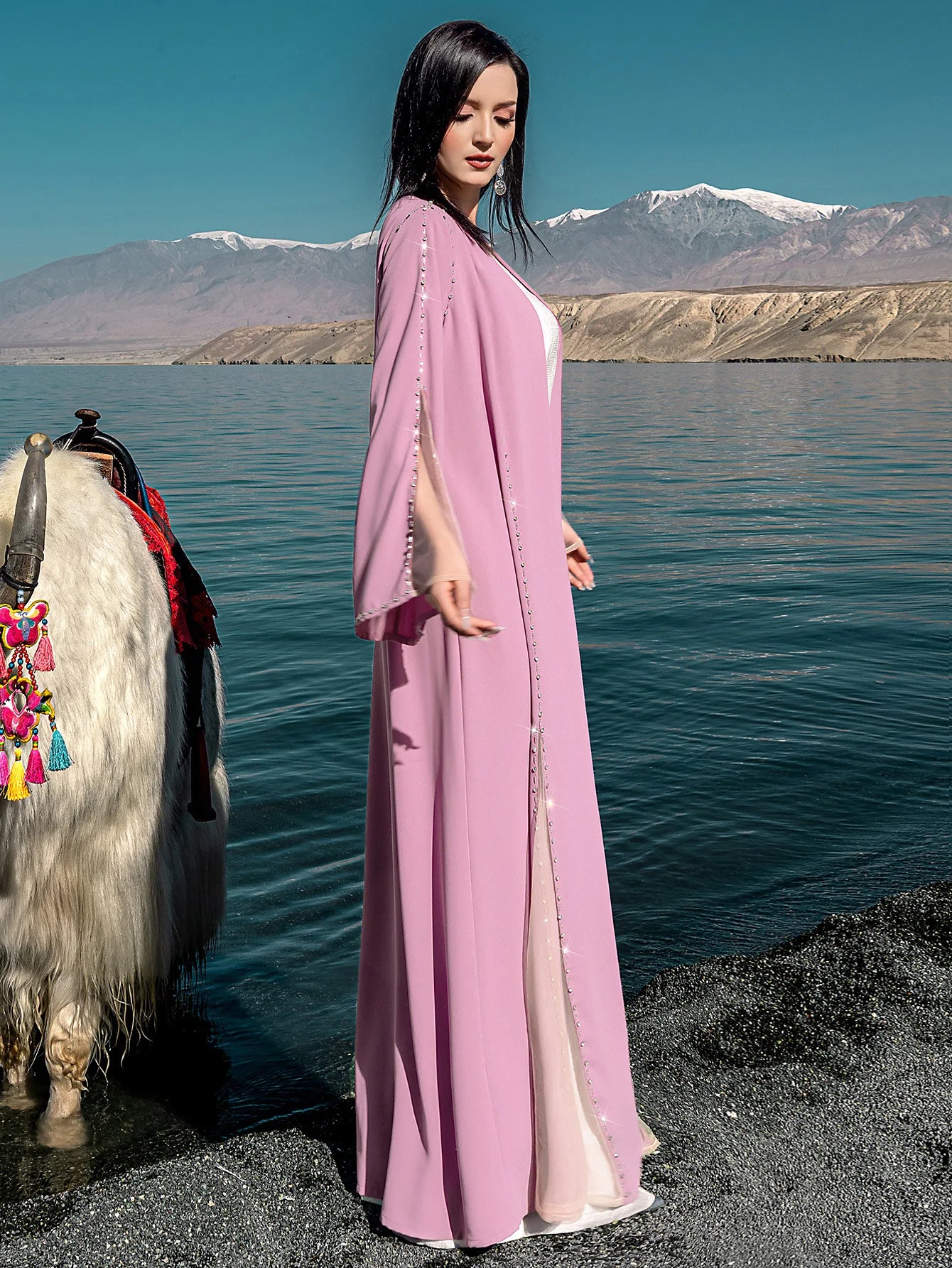 Eid Diamonds Abayas for Women 2025 Fashion Muslim Dress Dubai Open Abaya Kebaya Kimono Jalabiya Caftan Marocain Femme Robe Gown