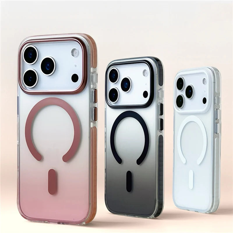 Gradient Color Matte Shockproof Magsafe Case For iPhone 17 Air 16Pro 17Pro Max Hybrid Wireless Charge Magnetic Hard Back Cover.