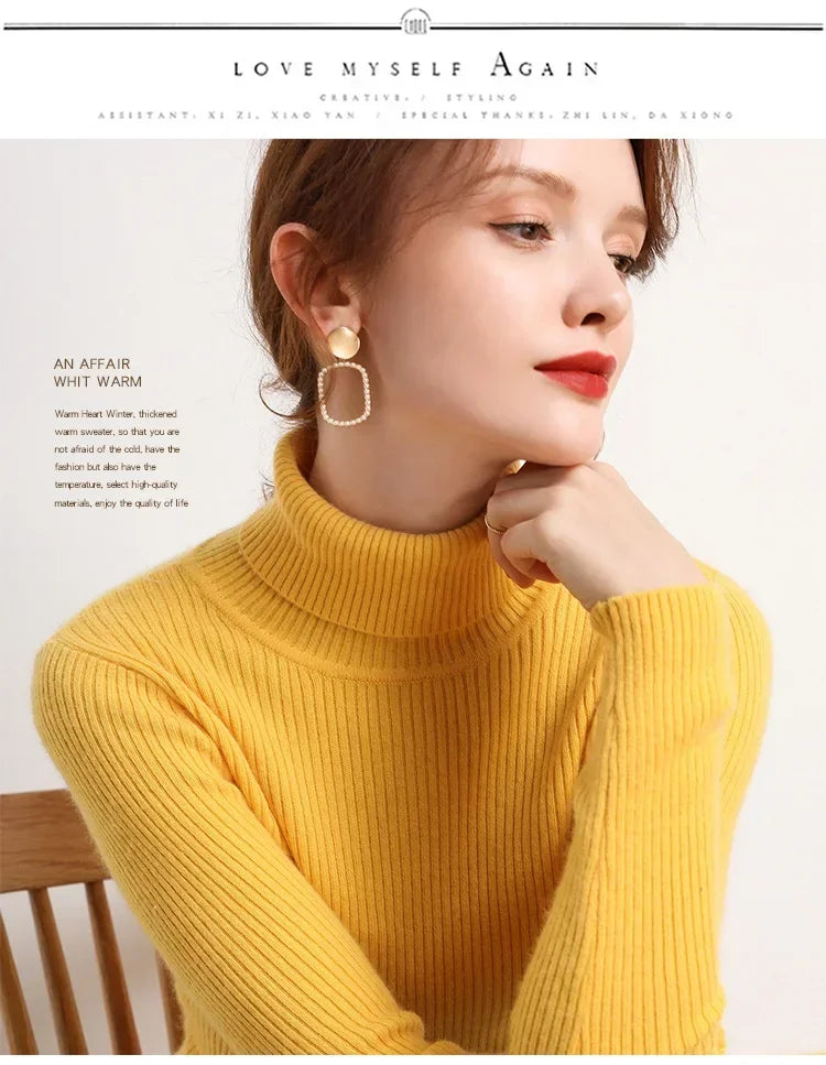 Frauen einfarbig lange Ärmel Roll kragen pullover Strick pullover grundlegende weiche Pullover einfache elegante Mode neu