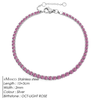 eManco Stainless Steel Gold Plated Sparkling Bracelet High Quality White Zirconia Single Row Simple Accessory For Girls.