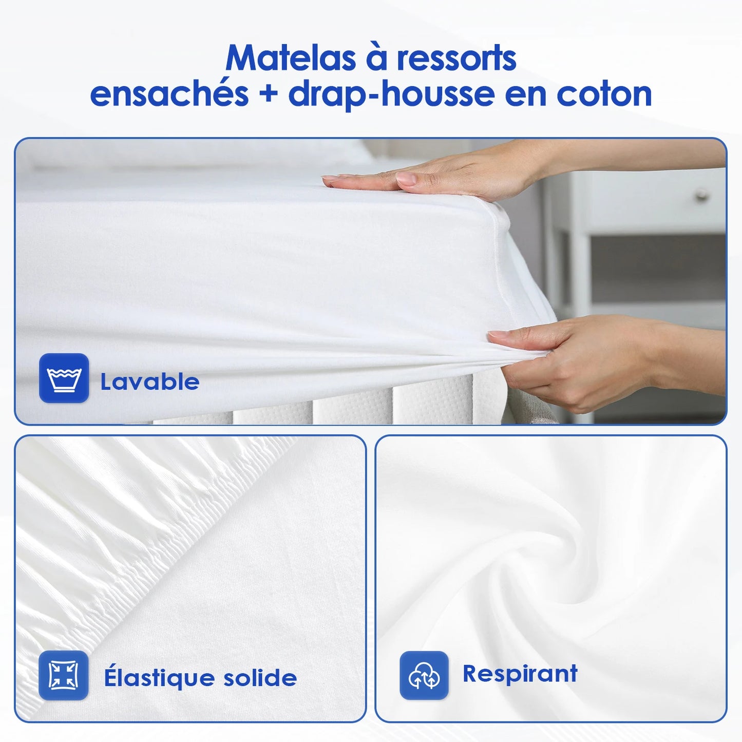 AUTHMIC 25 cm Matratze mit Taschenfedern, 7-Zonen-adaptive Unterstützung, mittlerer fester Komfort, atmungsaktiv und hautfreundlich für erholsame Zwecke