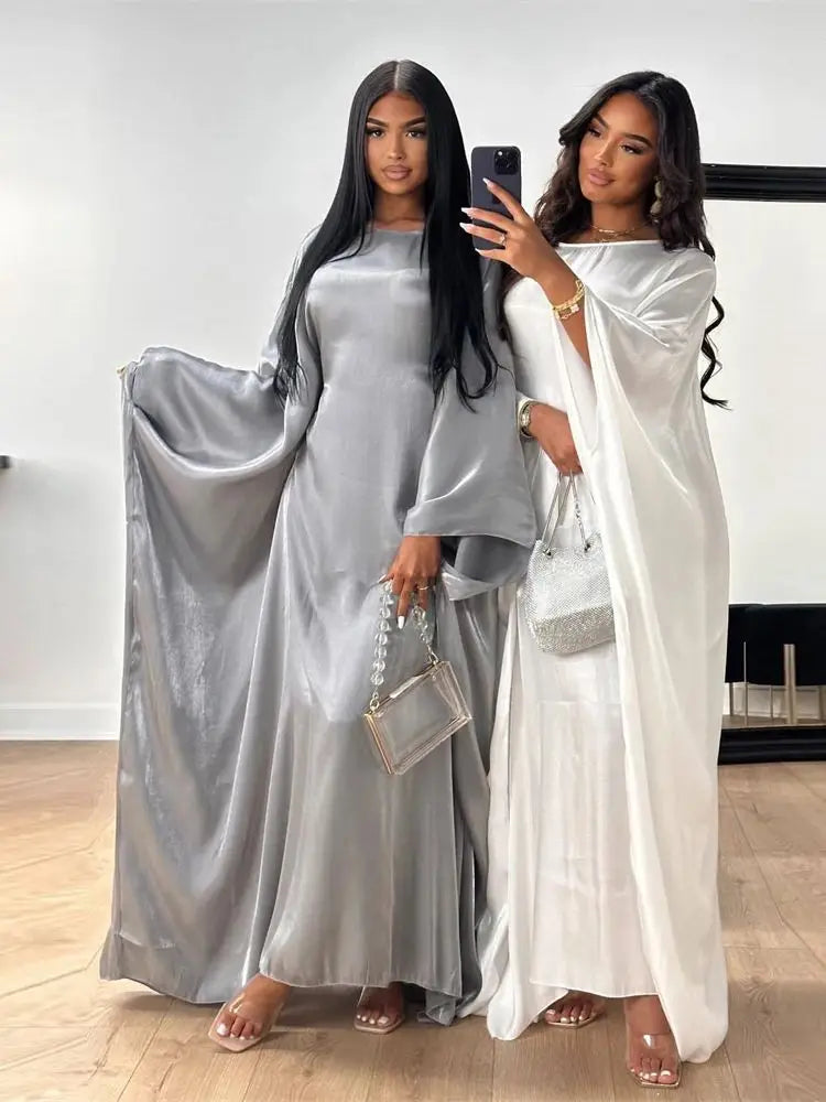 ramadan Eid Abayas For Women Modest Fashion Shimmer Batwing Satin Abaya Dubai Luxury 2024 Muslim Kaftan Dress Kebaya Vestidos.