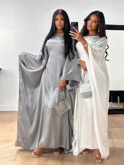 ramadan Eid Abayas For Women Modest Fashion Shimmer Batwing Satin Abaya Dubai Luxury 2024 Muslim Kaftan Dress Kebaya Vestidos.