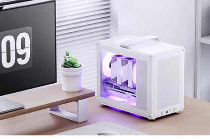 JONSBO C6 MAX Desktop M-ATX Case Type-c Side Transparent Handheld Portable Computer Small Chassis ATX Power Supply.