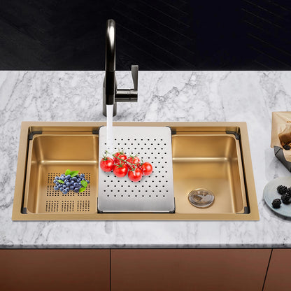 Gold 30 × 18 × 9 Inch 304 Stainless Steel Sink Undercarriage Kitchen Sink Stainless Steel Sink For Restaurants Dessert Shops Etc