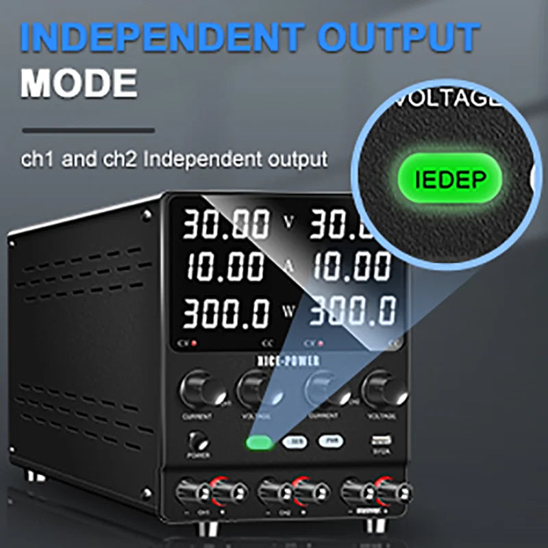 4 in 1 Lab Dual Power Supply 3 Model PAR/SER/INDEP Adjustable Power Source 30V 10A 60V 5A Voltage Stabilizer Switching USB 5V 2A.