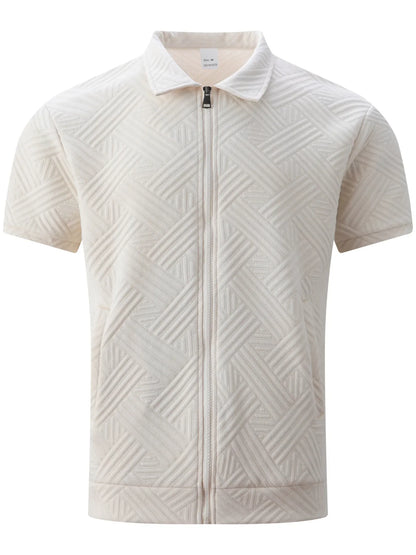 Men's Summer New Style Solid Color Knitted Short Sleeve Cardigan with Long Pants Casual Set Sporty Look from Mainland China