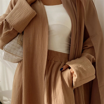 Modest Kimono Abaya Dubai Muslim Sets Islam Kaftan Dresses Kebaya Robe Femme Musulmane Abayas For Women Caftan Marocain Djellaba.