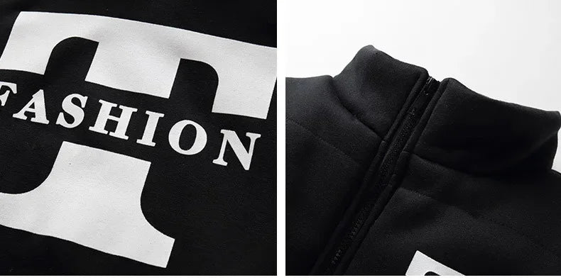 3 Pieces Set Hoodies+Vest+Pants Casual Men's Track Suit Clothing Coats Winter Thick Warm Tracksuit for Men Printed Mens Set Vest.