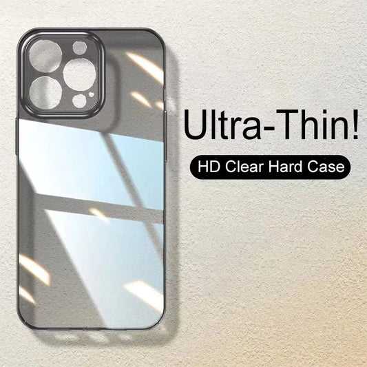 Ultra Thin PC Hard Crystal Clear Case For iPhone 17 16 15 14 Plus 13 12 11 Pro Max XR Glossy Transparent Camera Protection Cover.