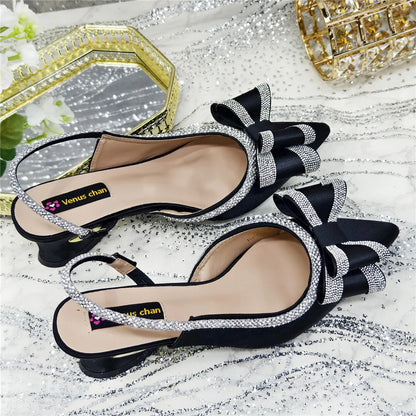 New Arrival Elegant African Party High-heeled Shoes Chain Decoration Trendy Women's Sandals Nigerian Women Wedding Pumps
