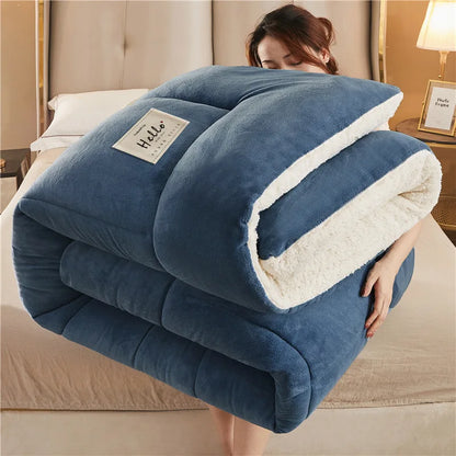 Winter Bedding Thick Quilt Blanket Thickened Warm Flannel Fleece Comforter for Cold Nights Set Bed Duvets Quilts the Blankets.