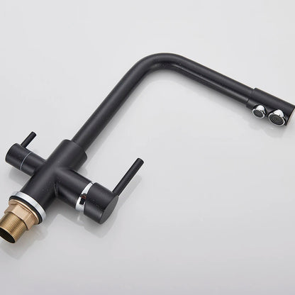 Chrome Brass Pure Water Kitchen Faucet Dual Handle Hot and Cold Drinking Water 3-way Filter Kitchen Purified Mixer Taps