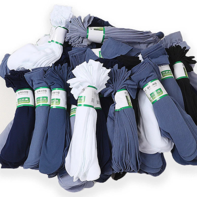 10Pairs Bamboo Men Ice Silk Socks Summer Spring Sports Socks Sweat Absorption Deodorant Thin Stripe Breathable Silk Long Sock.