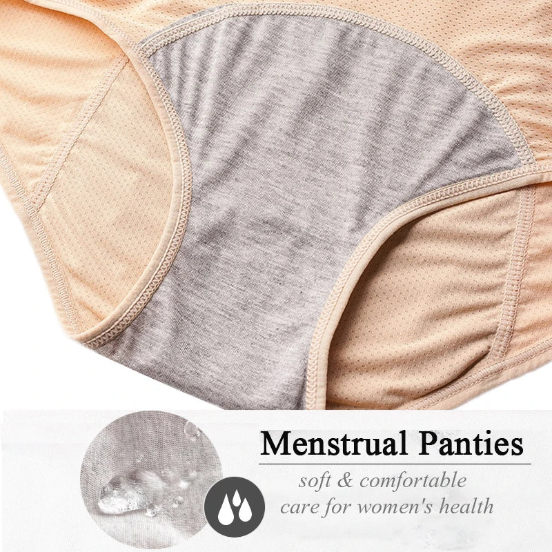 3pcs Leak Proof Menstrual Panties+Herbal Gynecological Pads Women Sanitary Panties  Plus Size Physiological Waterproof Briefs.
