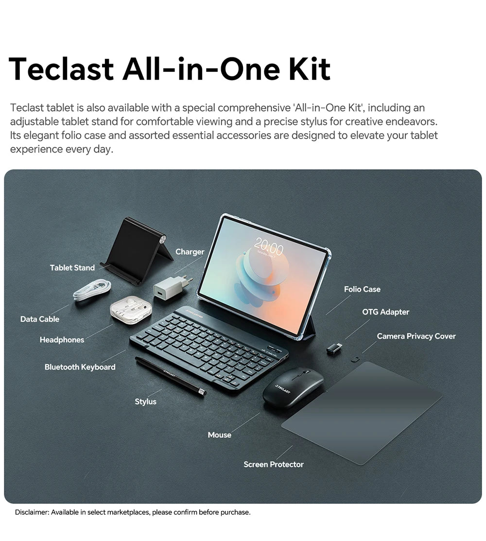 Teclast P30T Case 10-Inch Android Tablet 15 Max 12Gb Ram 128Gb Rom T606 8-Core All-In-One Keyboard/Case/Mouse/Stylus/Headphone/Stand.
