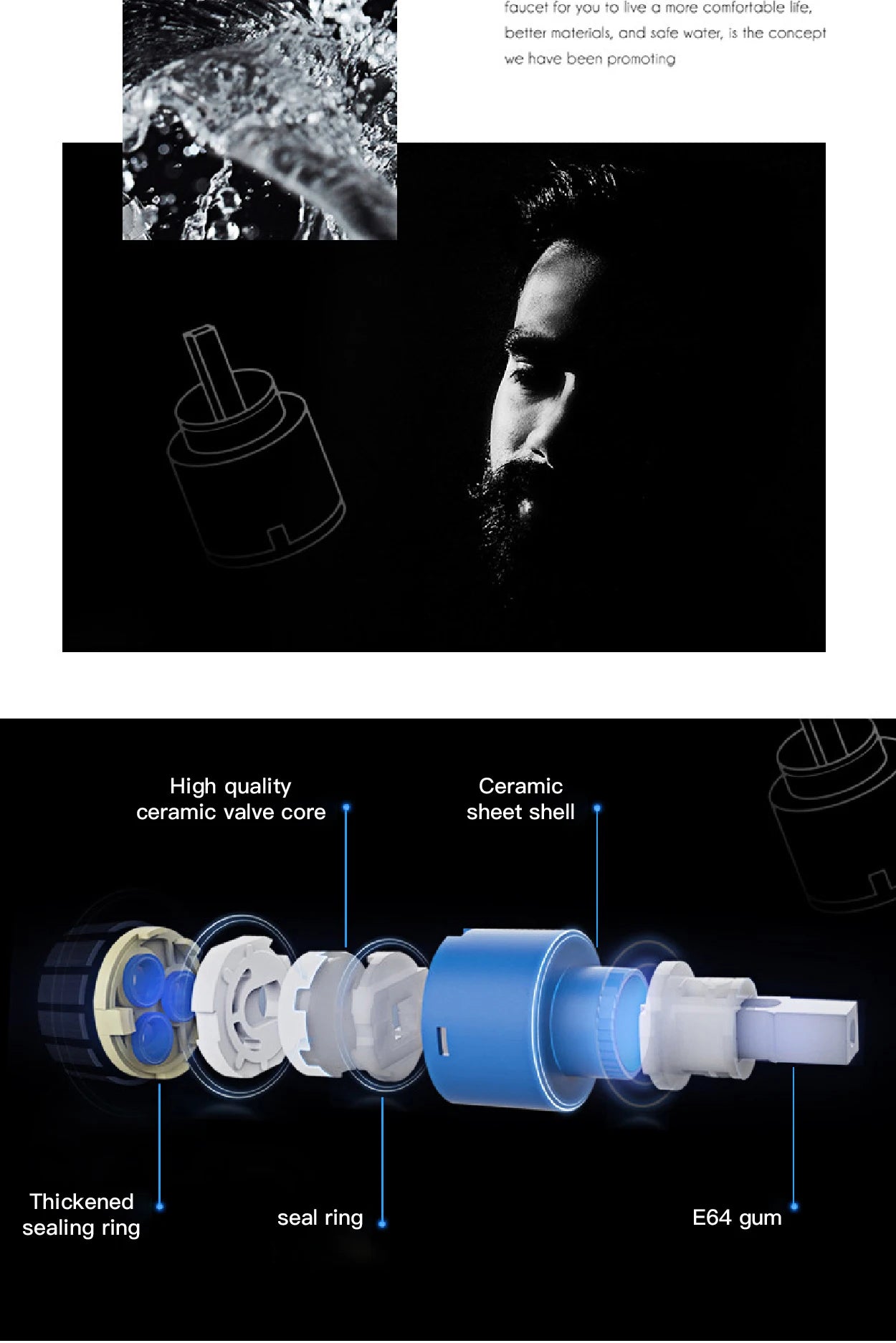 High-end gun gray brass kitchen faucet induction design single handle cold and hot dual control 2 function simple sink faucet