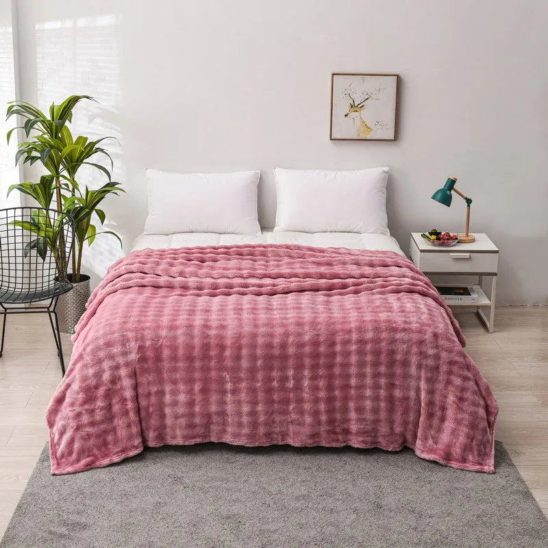 Solid Color Flannel Rabbit Fur Blanket Nap Cover Blanket Soft Sofa Blanket Coral Fleece Cover For Bedroom Manufacturer Wholesale