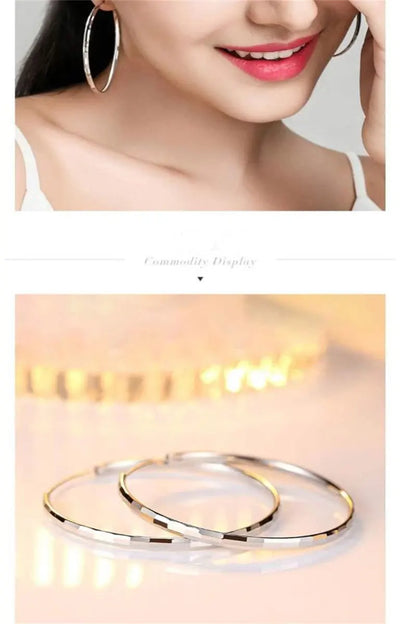 Senlissi - 925 Sterling Silver Hoop Earrings For Women 18K Gold Plated Jewelry Dazzling Women's Hoops Earrings Christmas Gifts