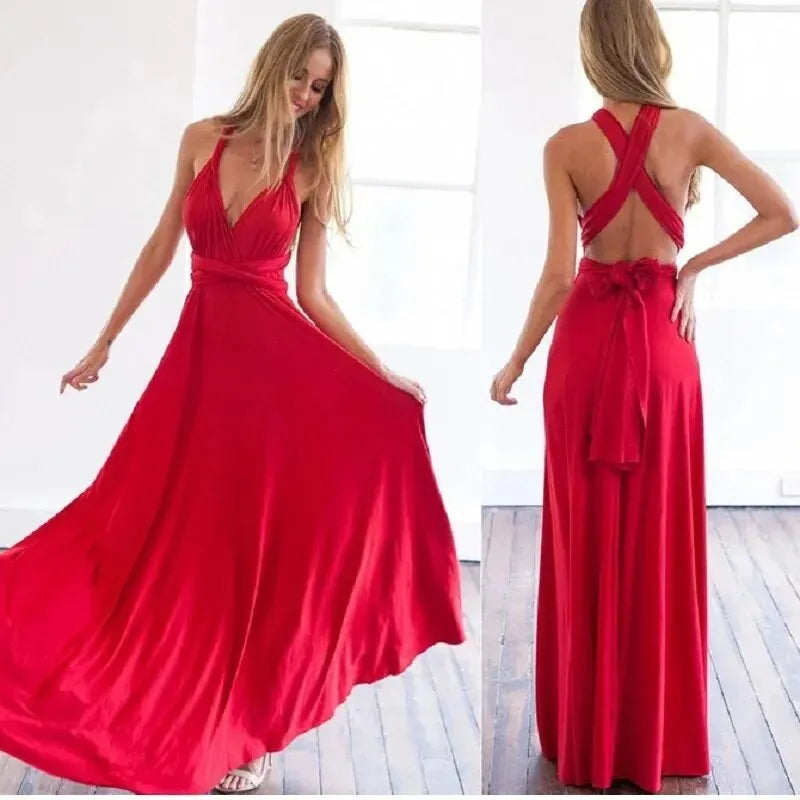 Sexy Frauen Multi way Wrap Cabrio Boho Maxi Club rotes Kleid Verband langes Kleid Party Brautjungfern Unendlichkeit Robe Longue Femme.