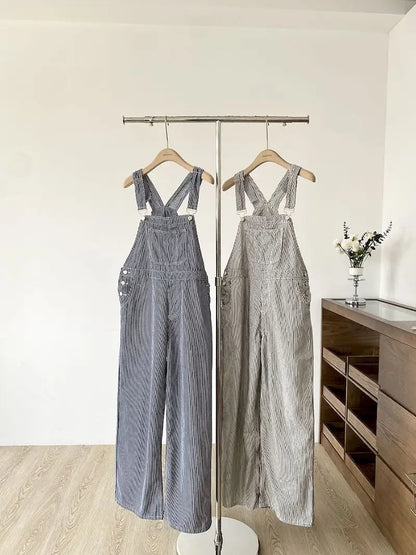 Jumpsuits Loose Casual Straight Pants American Style Jeans Vintage Artistic Rompers One Piece Outfits Autumn Women Clothing.