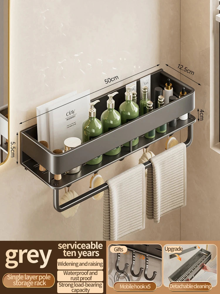 Bad Regal Regale Wand Shampoo Lagerung Rack Für Küche Halter Platz Aluminium Bad Organizer Zubehör